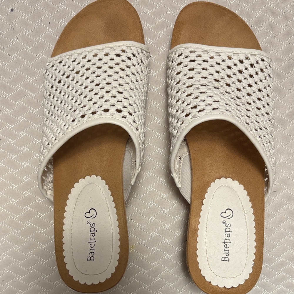 BareTraps White Slide Sandals